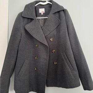 Anne Klein Charcoal Double-Breasted Pea Coat
